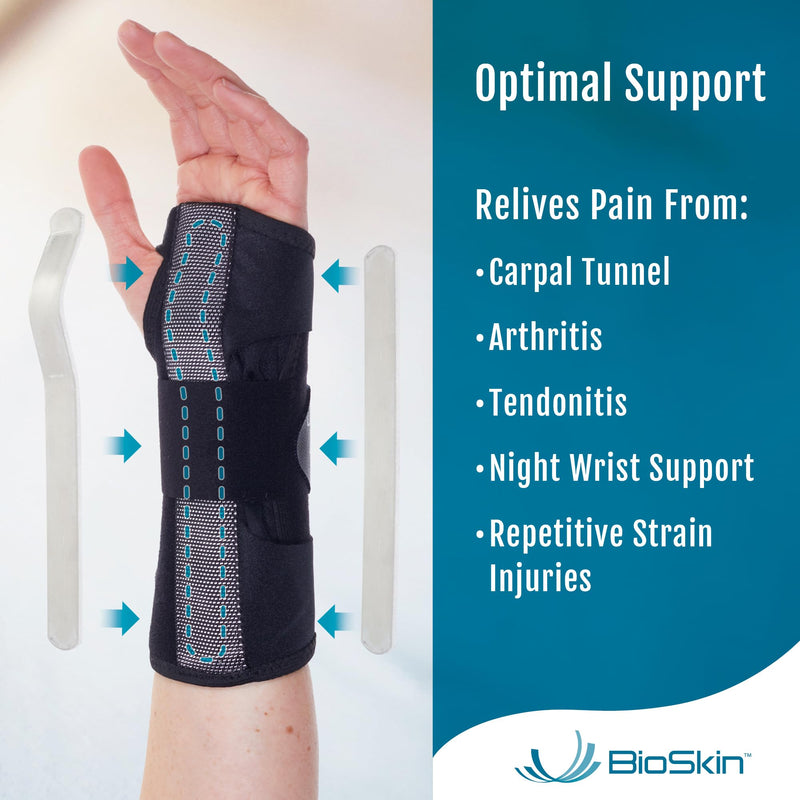 [Australia] - BioSkin Carpal Tunnel Wrist Brace - For Arthritis Pain And Support, Tendonitis, Wrist Sprains, Night Wrist Sleep Support Brace, Wrist Splint, Wrist Support For Women And Men, HSA or FSA Eligible 8-inch XS-S (Left) 