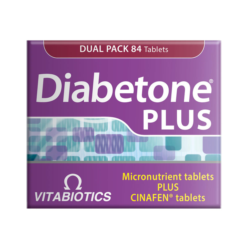 Diabetone Plus with CINAFEN complex: Cinnamon, Fenugreek and Chromium and 21 micronutrients for improved Blood Sugar Level and Diabetes Management, by Vitabiotics 56 Tablets 28-Day Supply Diabetone Plus