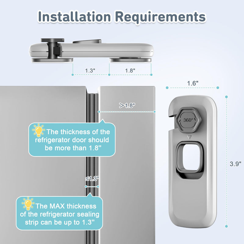 [Australia] - 6 Pack Child Proof Refrigerator Locks, Fridge Locks for Kids Safety, Freezer Door Latches with Sticky 3M Adhesives for Toddlers and Baby, Ideal for Upright Freezer, Ovens, Cabinets Door 