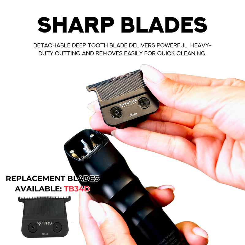 [Australia] - Supreme Trimmer 2Spee ST622 – Cordless Beard & Hair Trimmer for Men | 2-Speed Motor, 180 Min Runtime, Zero-Gap Adjustable Blade, Digital Display, Removable Blade Design Black 