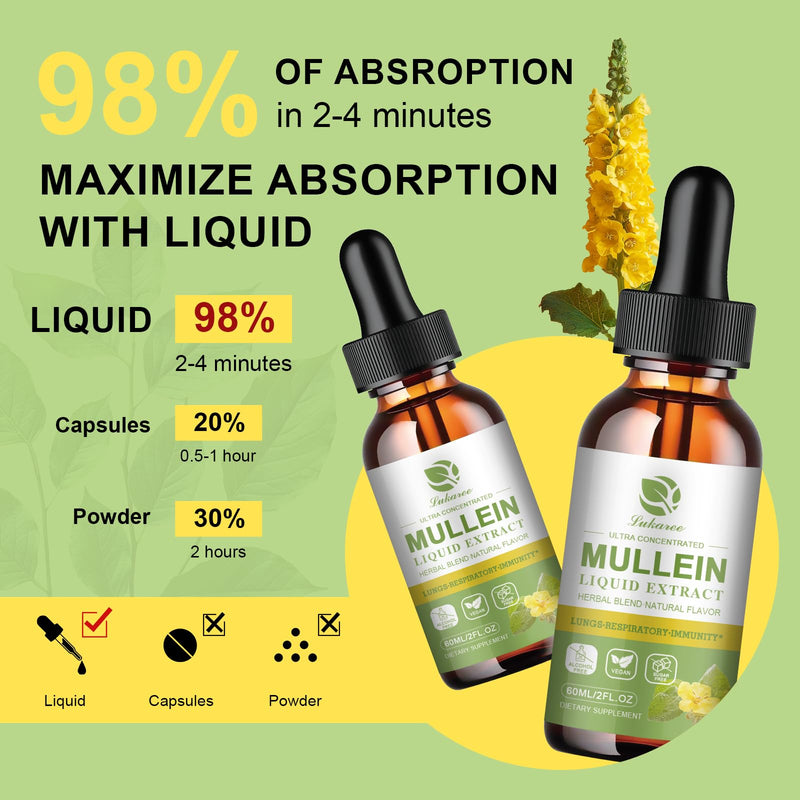 Mullein Drops for Lungs 300,000‬mg, Lung Detox & Cleanse, 16 in 1 Vegan Mullein Leaf Extract Tincture with Chlorophyll, Elderberry, etc, Natural Herbal Supplement for Respiratory, Immune, 30 Servings Natural Flavor 2 Fl Oz (Pack of 1)