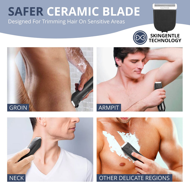 [Australia] - Keyshine Electric Body Hair Trimmer for Men: Waterproof 2-in-1 Groin Hair Trimmer for Beard Hair Chest Hair Armpit Hair Legs Hair Pubic Hair (Black-2) 