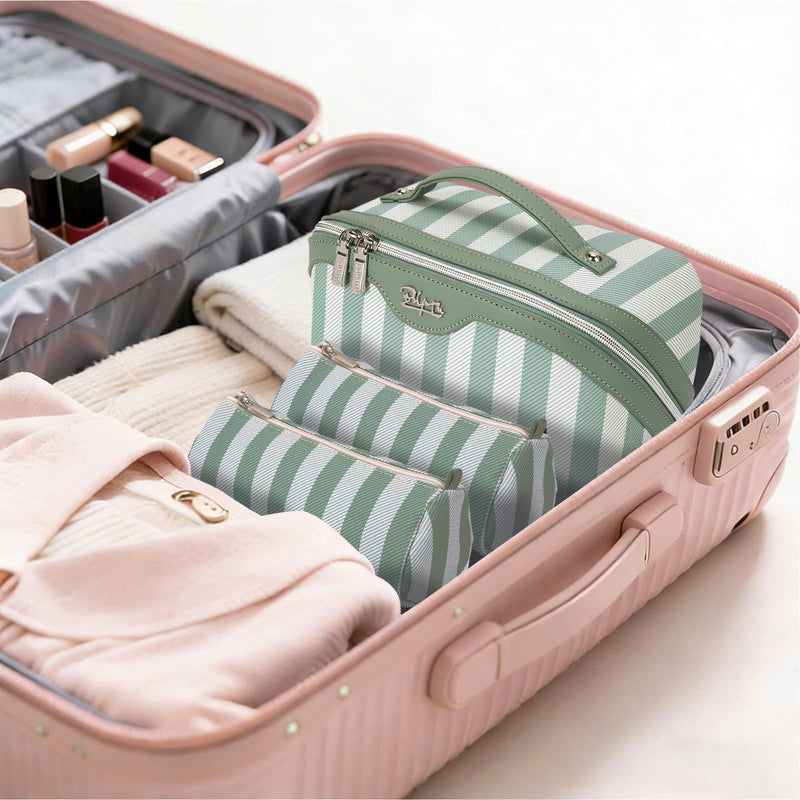 BOYATU Travel Makeup Bag Cosmetic Bags for Women: 3-Piece Makeup Bag Set (B-3-Green)