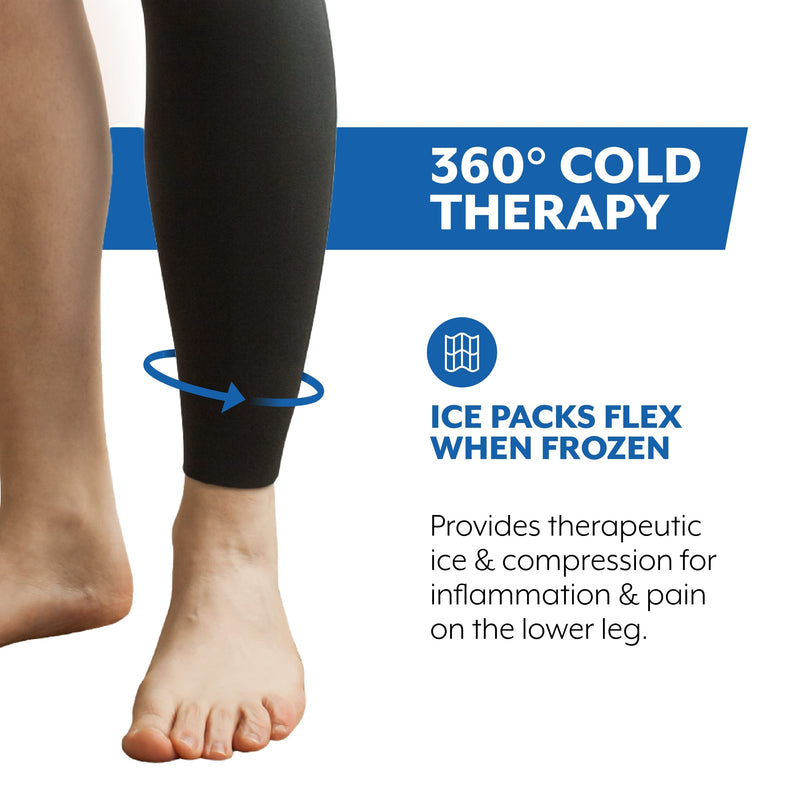 Brownmed - Polar Ice Shin Wrap - Reusable Shin Ice Pack Wrap for Injuries & Sports - Flexible Compression Wrap - Leg Ice Pack to Support Shin Splints - Small
