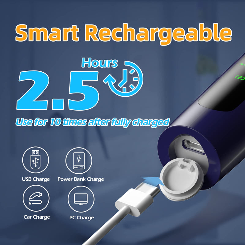 [Australia] - Electric Tooth Polisher, Multifunctional Replacement Head Teeth Cleaning Kit for Fighting Tooth Smoke and Tea Stains, USB Charging, Waterproof (Blue) Blue 