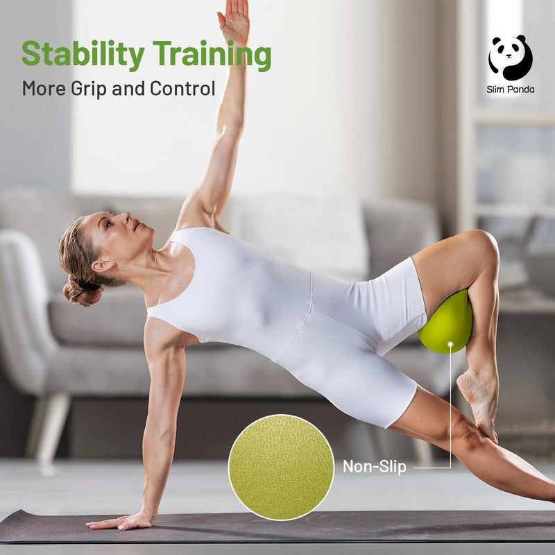 [Australia] - Slim Panda Pilates Ball with Pump, 9 Inch Small Exercise Ball, Anti Burst Mini Yoga Ball for Stability, Workout, Barre, Core Strength, Physical Therapy, Balance, Stretching Olive-Green 