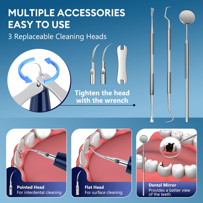[Australia] - Plaque Remover for Teeth, Teeth Cleaning Kit with LED Light and 5 Adjustable Modes Teeth Cleaner, Blue 