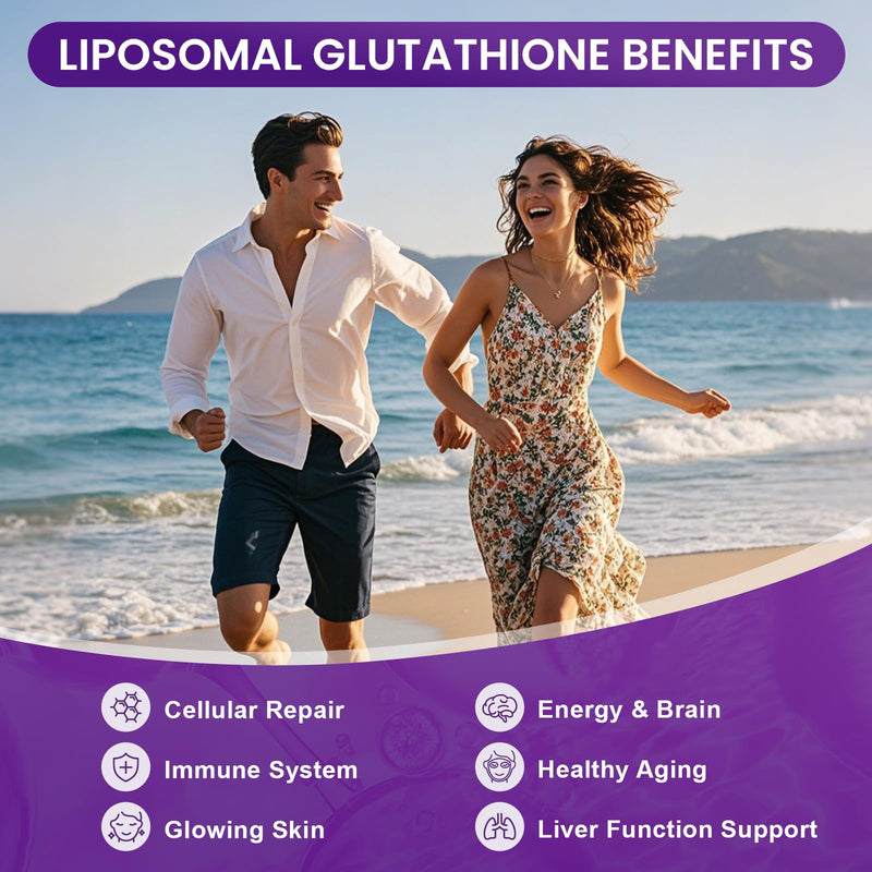 Liposomal Glutathione Liquid Supplement 500 mg, 30 Pouches, 15.2 fl oz | L Glutathione with PQQ, CoQ10 & Vitamin C – High Absorption Antioxidant for Immune & Energy Support – Grape Flavor 0.51 Fl Oz (Pack of 30)
