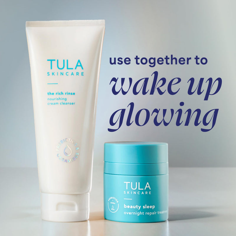 TULA Skin Care Beauty Sleep Overnight Repair Treatment - Anti-Aging, Night Cream, Contains Natural Peptides, AHAs, & Vitamin C to Reduce the Appearance of Lines and Dull Tone Regular - 1.7 oz.