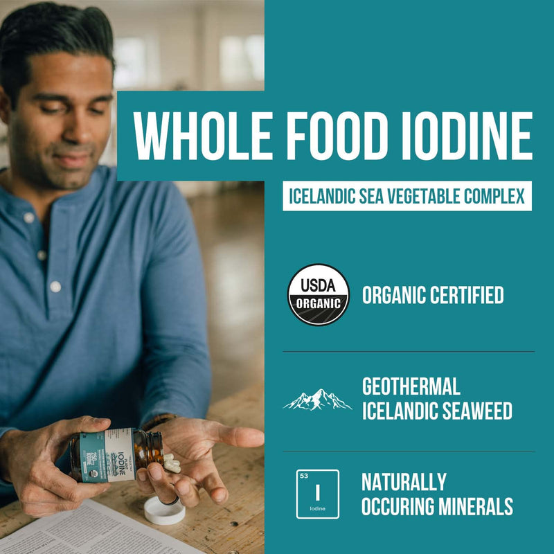 [Australia] - Organic Iodine Supplement from Sea Vegetable Complex, Whole Food & Raw Form - Iodine Plus Trace Mineral Complex – Contains Purest Icelandic Sea Kelp, Irish Moss & Bladderwrack (250 mcg) 60 Count (Pack of 1) 