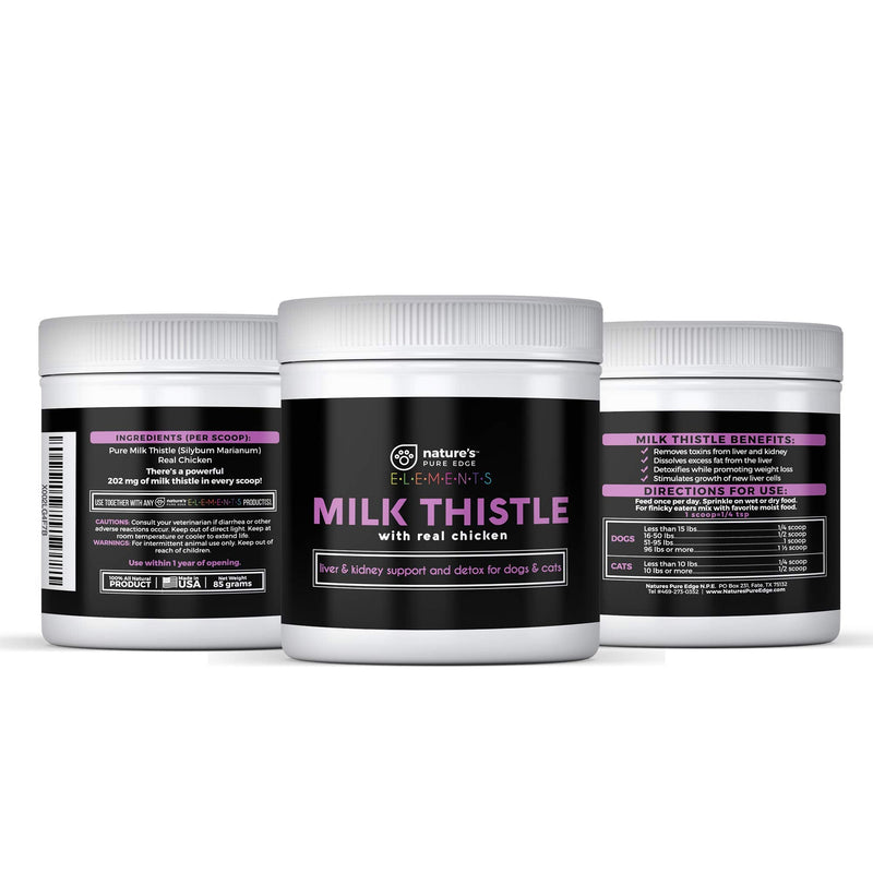 Nature's Pure Edge Milk Thistle Supplement with Real Chicken. Extra Strength Liver and Kidney Detox. Dogs and Cats Love The Taste. Kidney Stone Prevention and Allergy Relief. Large 85 gram jar! - PawsPlanet Australia