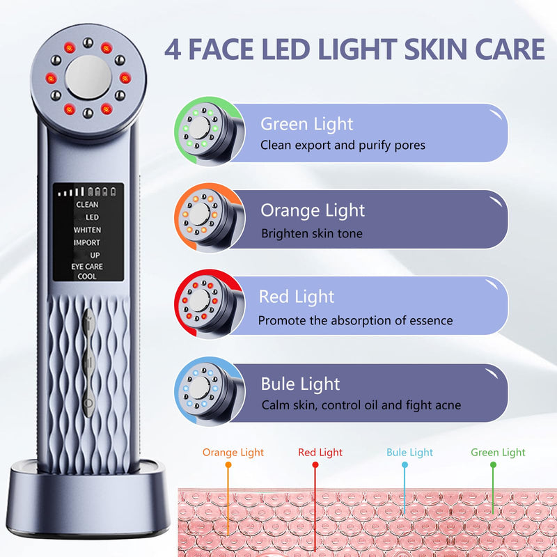 MASIKE Facial Massager for Face, Portable Electric Face Massager 7 in 1 Red Light Therapy Beauty Device Tool for Skin Care at Home