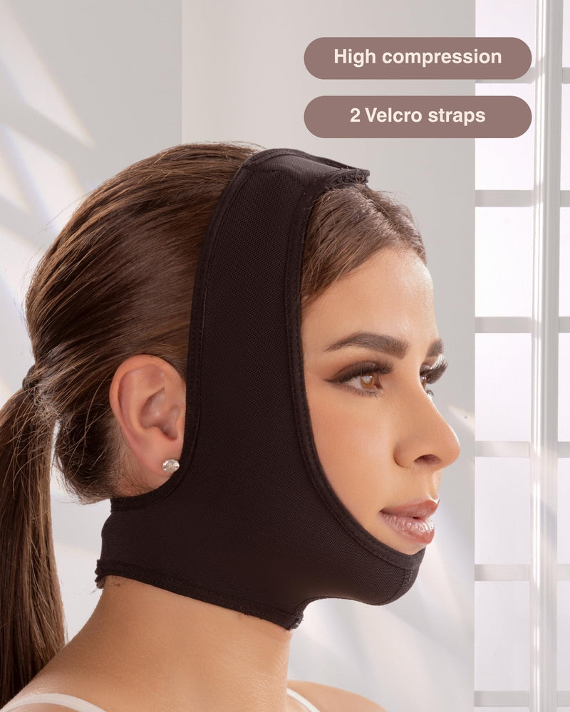 SHAPE CONCEPT Mentonera 318 Powernet Chin Strap for Sleeping Double Chin Reducer High Compression Face Lift Support Medium Black