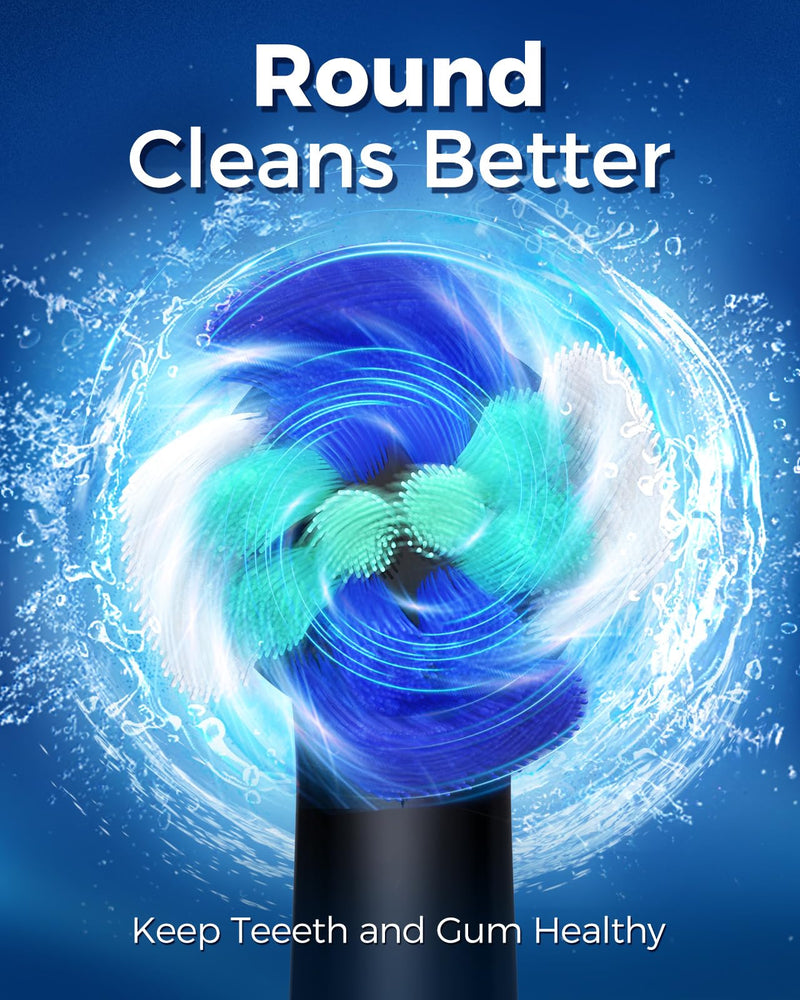 [Australia] - Rotating Electric Toothbrush for Adults with 8 Brush Heads (2 Types), 4 Modes Deep Clean Electric Toothbrush with Rechargeable Power and 2 Min Smart Timer, Fast Charge (Black) Black 