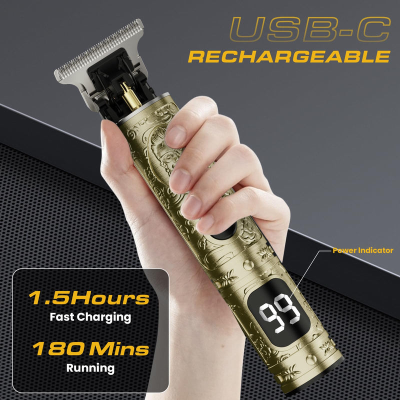 [Australia] - Hair Clippers for Men, Professional Hair Trimmer Barber Cordless Zero Gapped Hair Clippers with LCD Display, Mens Gifts Beard Trimmer T Liners Shavers Edgers Clipper for Hair Cutting - Gold 
