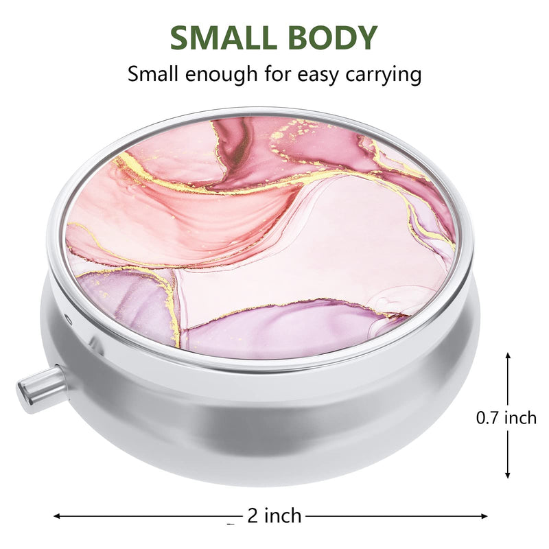 [Australia] - Nipichsha Pill Box, Small Pill Case for Purse & Pocket, Cute Medicine Organizer Travel Pillbox, Portable Pill Container Holder to Hold Vitamins, Medication, Fish Oil and Supplements, Pink Marble 