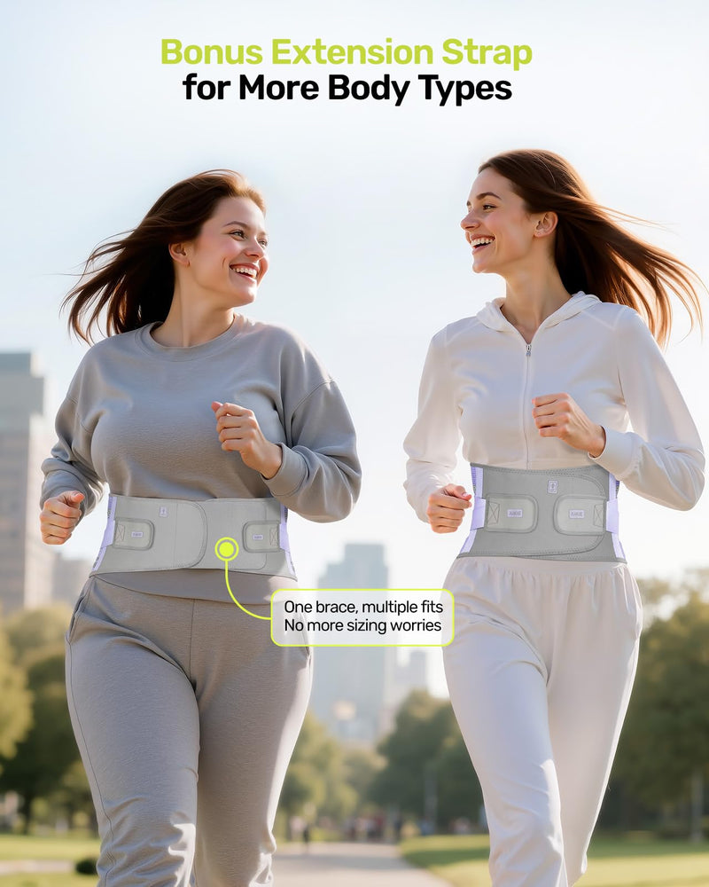 [Australia] - Back Brace for Lower Back Pain Women with 9X Support System, Ergonomic Lumbar Support for Pain Relief, Breathable Mesh Design with 3D Silicone Pad for Sciatica, Purple Size M (Waist: 33.5"-39.4") Medium (Waist: 33.5"-39.4") 