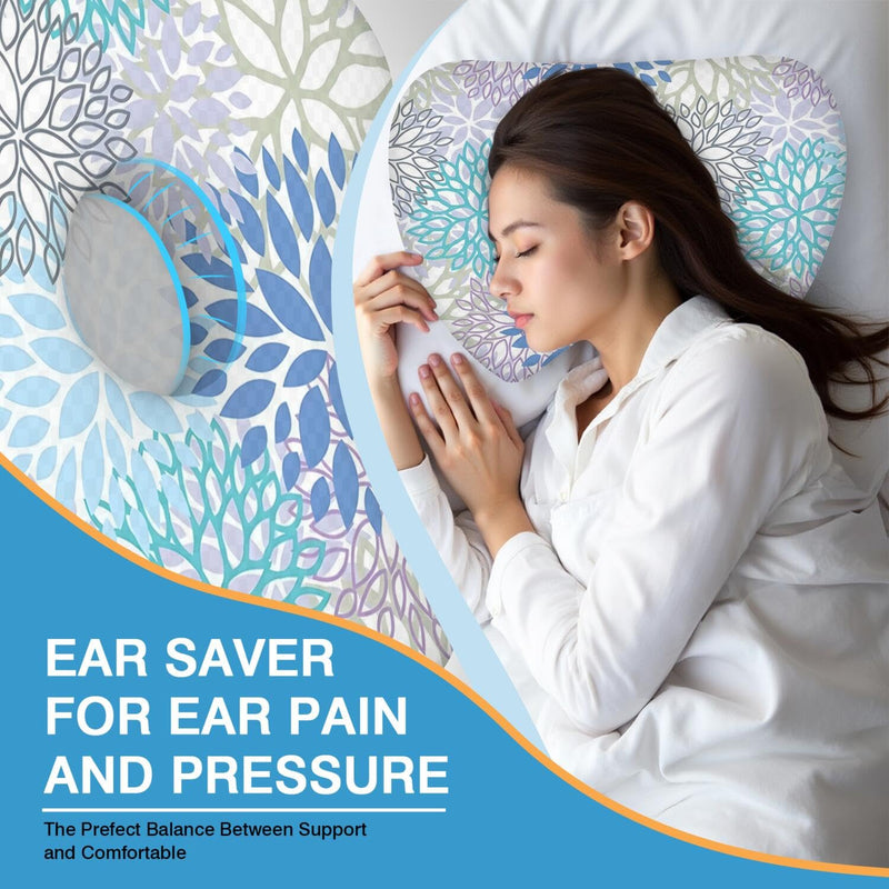 [Australia] - Ear Piercing Pillow for Side Sleepers with Washable Cover Pillows with Holes for Ear Pain,Donut Pillow for Adults CNH Ear Pain Relief Pressure Sores Ear Pillow with Hole in Center Blue+washable Cover 