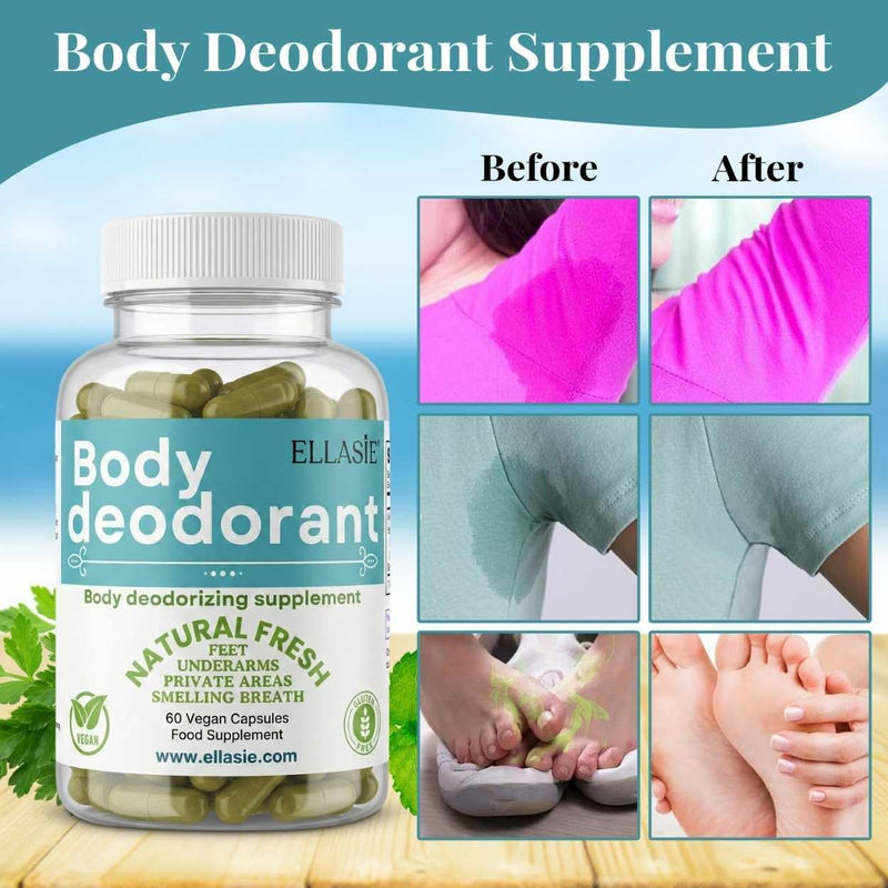 Internal Deodorant Supplement – Full Body Deodorizer for Gut Health, Skin Health, Detox & Digestion Support – Natural Odor Control Chlorophyll Pills for Head-to-Toe Freshness | 60 Capsules