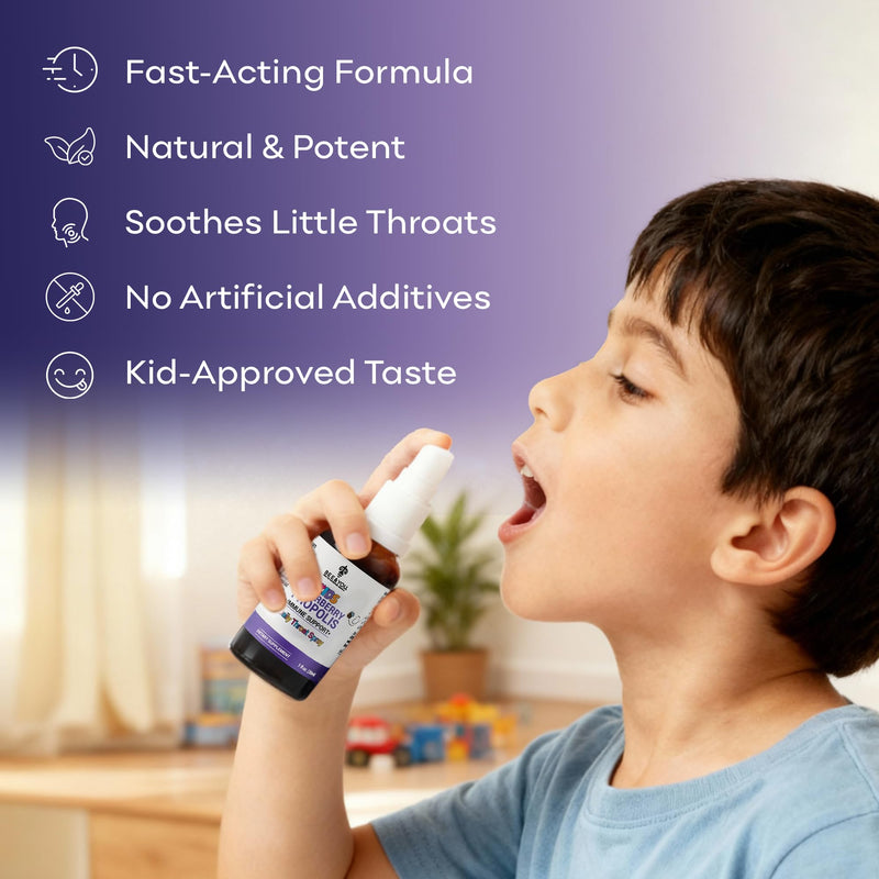 Bee and You Kids Throat Spray with Propolis and Elderberry, Immune Support Supplement for Kids, Kids Vitamins, Immune Defense Spray, 1 fl oz.