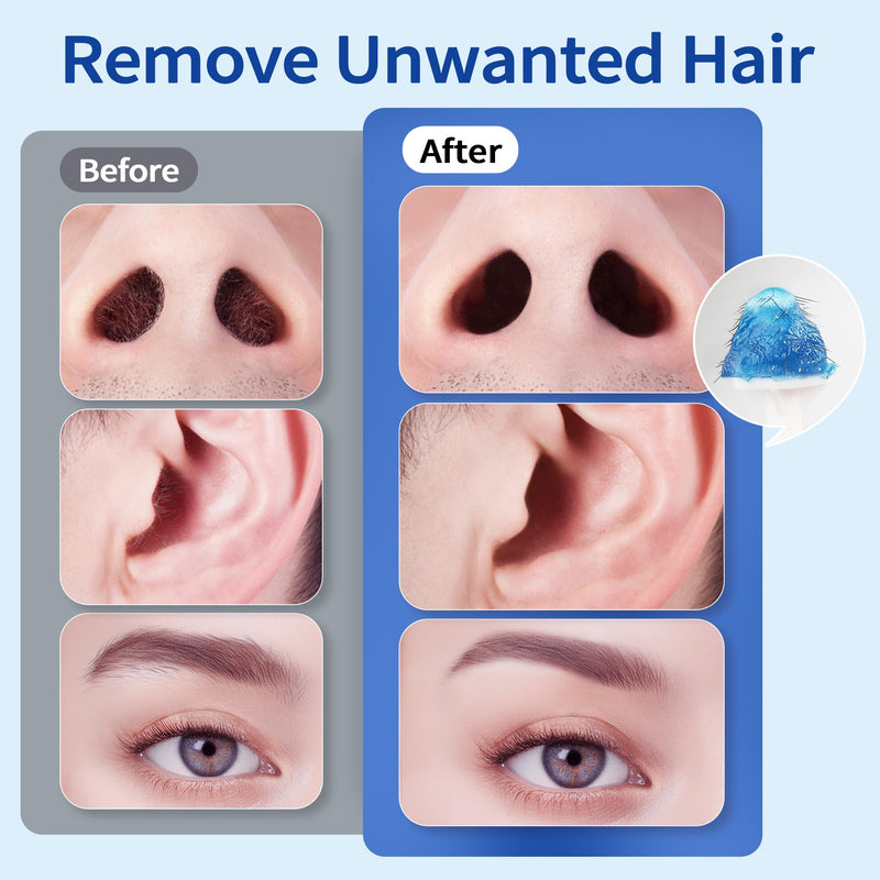 Beauty7 Nose Wax Kit, Ear Nose Waxing Kit for Women and Men, Portable Wax Warmer for Facical Hair Removal, USB Rapid Heating, 100g Waxing Beads, 10 Applicators, 10 Mustache Patches, 5 Calming Oil Wips