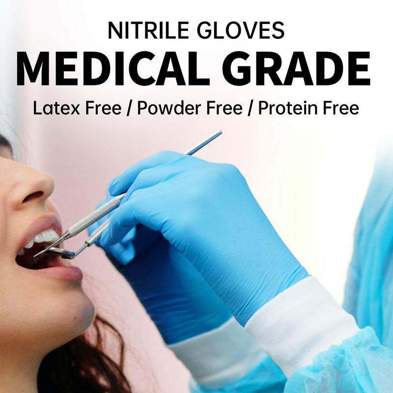 [Australia] - Basic Medical Nitrile Exam Gloves, Powder-Free Non-Sterile Food-Safe Cleaning Disposable Glove, Blue 100Pcs Blue (Medium 100) 