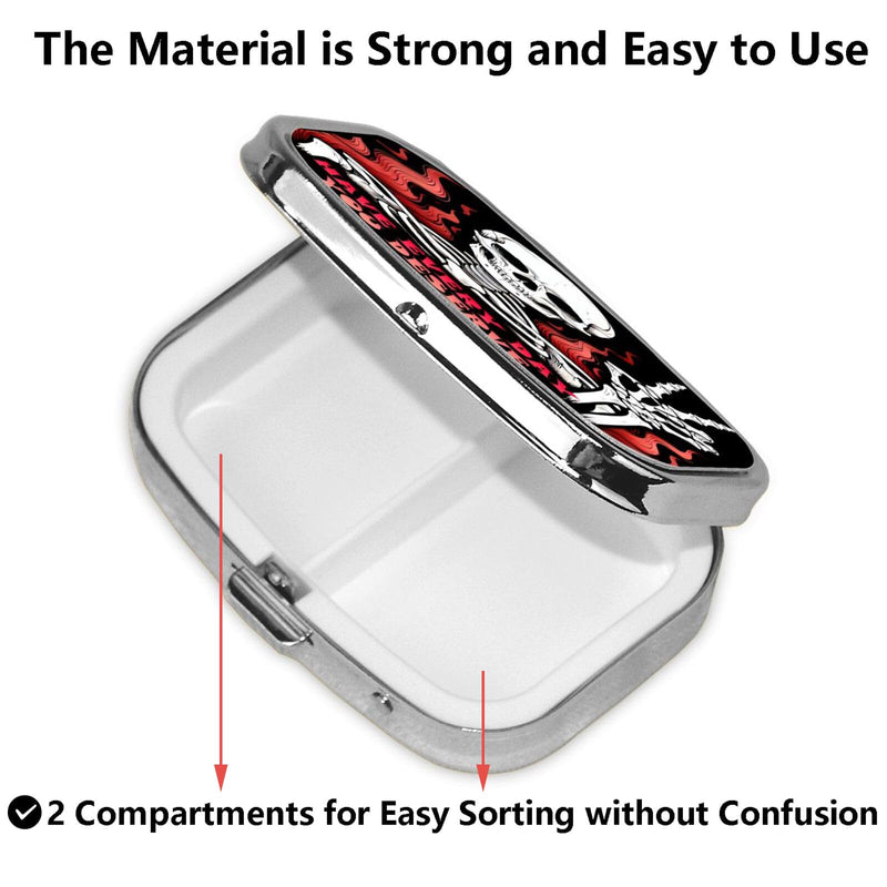 ABLESKY Pill Box, 2 Compartment Pill Organizer Case for Pocket or Purse, Small Portable Metal Travel Medicine Box with Mirror, Daily Vitamins Fish Oil Container-Skull Have Every Day You Deserve Skull Have Every Day You Deserve
