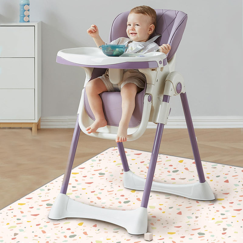 [Australia] - Splat Mat for Under High Chair | 51x51 Inch Anti-Slip Baby Splash Mat | Waterproof & Washable Spill Mat for Highchair Floor and Infant Play (Terrazzo Treasure) Terrazzo Treasure 