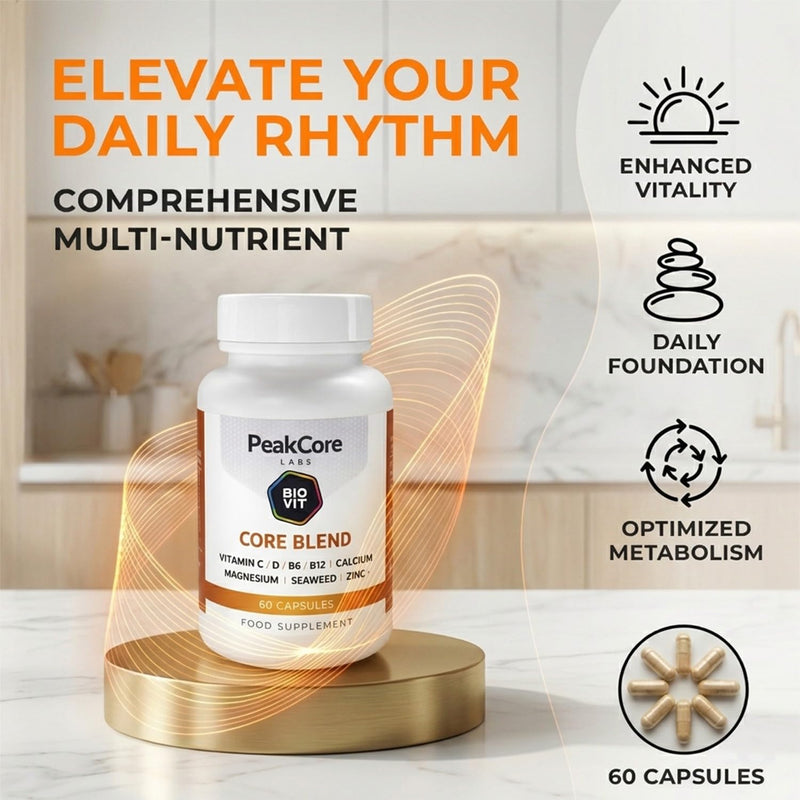 Daily Energy & Nutrient Support – Calcium, Magnesium, Zinc, Iodine & Vitamin D with Plant-Based Extracts – BioVit 100% Natural Source Blend – 60 Capsules