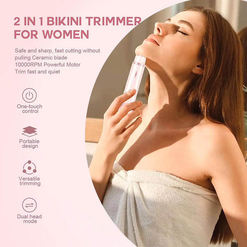 [Australia] - Bikini Shaver,Bikini Trimmer for Women,2 in 1 Electric Razors,Dual Head Shaver for Leg Arm Body Grooming Tool,Silky and Painless and Efficient Cleaning Purple 