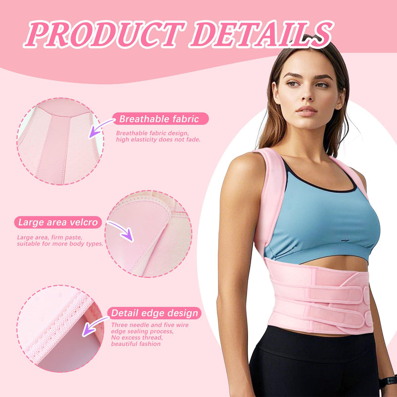 [Australia] - TEE-TEA Posture Corrector for Women & Men – Adjustable Back Support Brace for Neck, Shoulder & Spine Muscle Relief (Pink, Large) Pink 