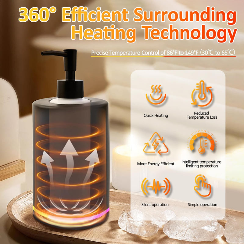 [Australia] - Oil Warmer for Massage, Massage Oil Lotion Warmer with Roller & Gua Sha Set for Spa, Body Oils Heater with Two Oil Bottle Dispenser, Oil Warmer Dispenser, Adjustable Temperature(86-149°F) Black 