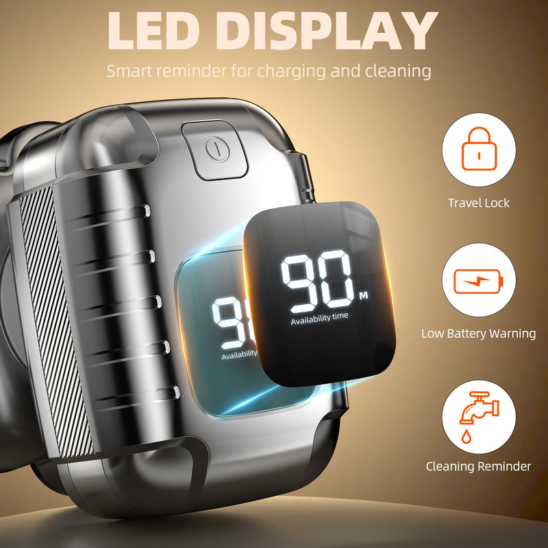 [Australia] - 9D Head Shavers for Bald Men, 5 in 1 Detachable Head Shaver with LED Display, IPX7 Waterproof Wet Dry Rechargeable Electric Shavers for Men Grooming Kit for Home & Travel Gunmetal 