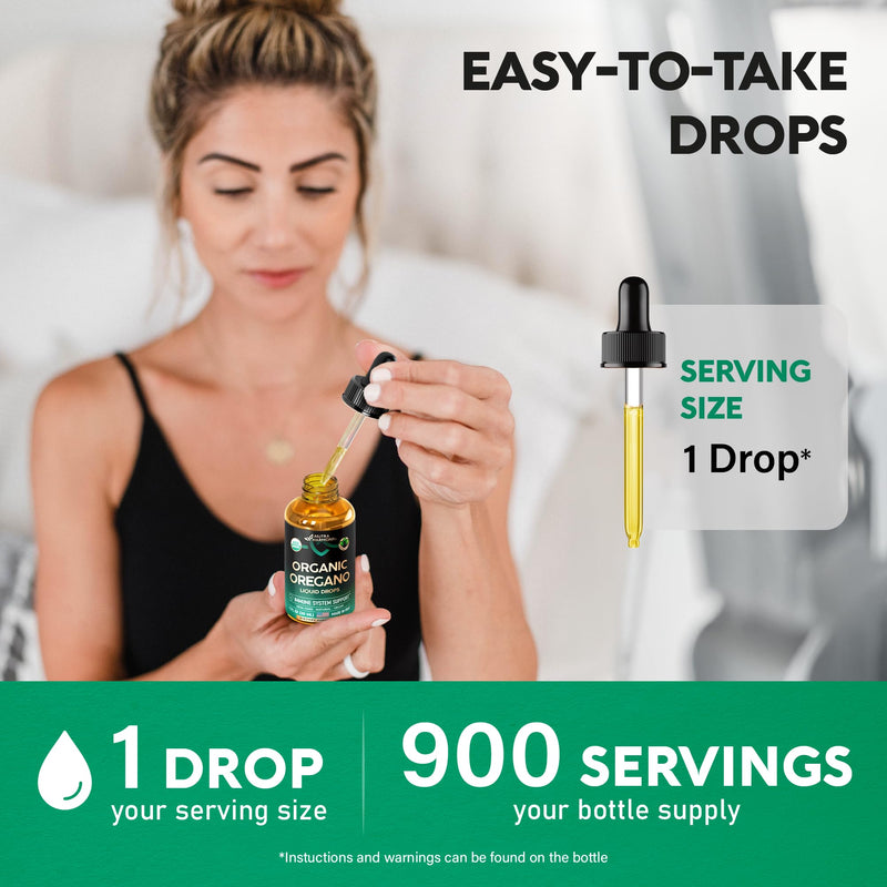 [Australia] - USDA Organic Oil of Oregano - Liquid Drops with Vitamin E - Made in USA - Supplement for Immune Support, Digestion Health & Antioxidant - Non-GMO, Natural, Vegan - As Pills, Capsules, Softgels 1 fl oz 