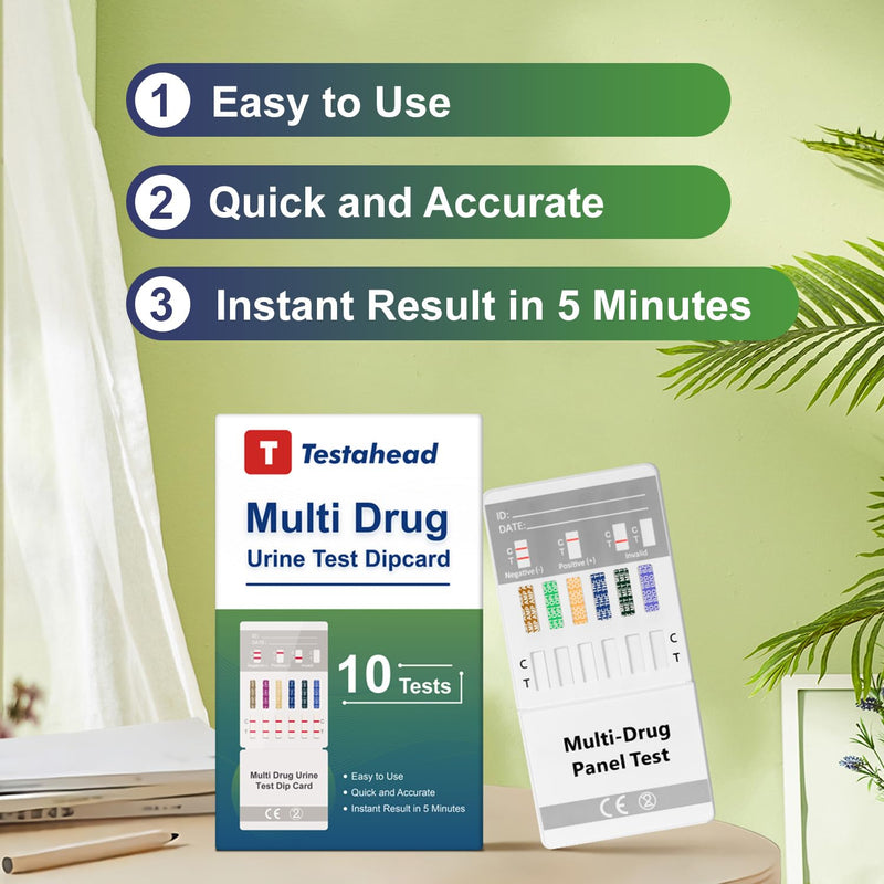 [Australia] - Drug Test Kit 10 Pack, Home Drug Tests, 6 Panel Drug Test Urine, Tests for Marijuana (THC),COC,OPI 2000,AMP,BZO,MET 