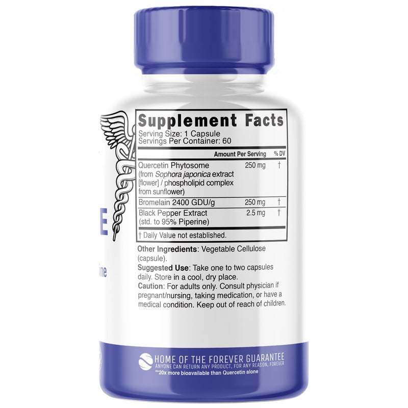 Nutri 500 mg Liposomal Quercetin Phytosome with Bromelain and Piperine - Patented 20x More Bioavailable - Supports Immune/Cardiovascular Health - 60 Capsules - 3rd Party Tested & GMP Certified