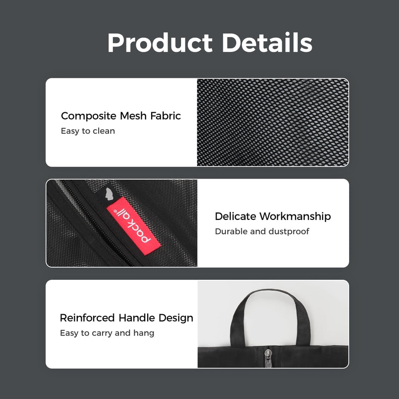 pack all Packing Organizers Bundle | 1 Dual Pocket Shoe Bag (Plus-Black) & 3Pcs Zipper Pouch Set (Black)