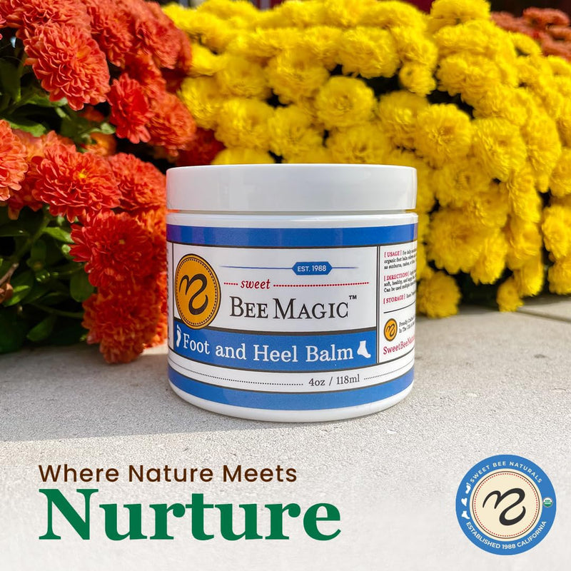 Sweet Bee Naturals Organic Foot Balm - Intensive Heel Balm for Dry Cracked Feet - Natural Moisturizing Treatment for Cracked Heels - Heel Cream Softener for Rough Skin Repair – 4 OZ Jar 4 Ounce (Pack of 1)