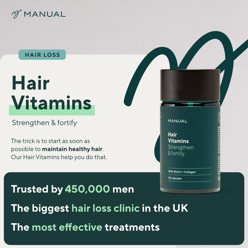 Manual Biotin & Collagen Hair Growth Vitamins (30 Capsules) – Supports Thicker, Healthier Hair – with Essential Nutrients for Hair Loss & Thinning – Take 1 Daily – 1 Month Supply 1 count (Pack of 30)