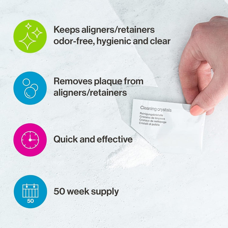 [Australia] - Cleaning Crystals - 50 Packets, For Clear Aligners & Retainers, Fast-Acting Cleaner Powder for Daily Use 