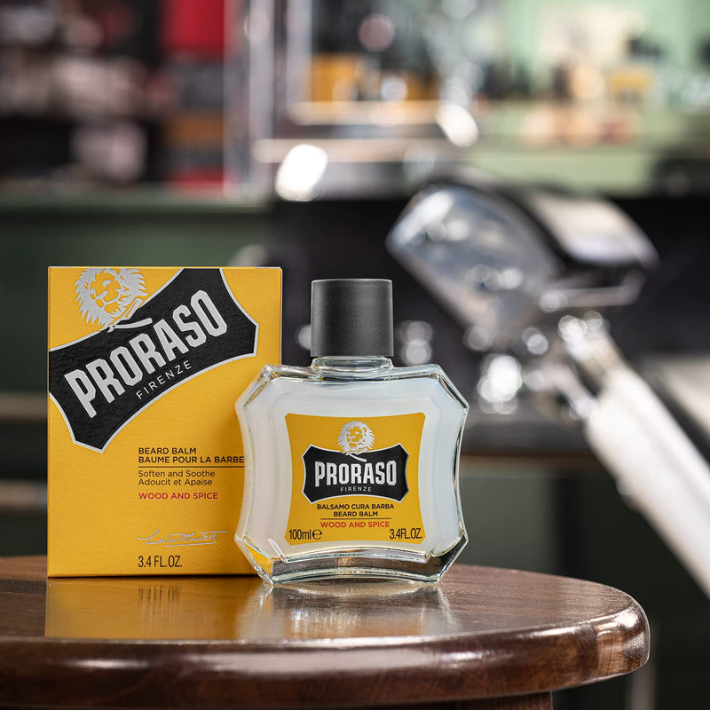 [Australia] - Proraso Beard Balm, Wood and Spice, 2 × 100 ml, scented beard balm protects and nourishes the beard and helps relieve itching and irritation, Made in Italy 