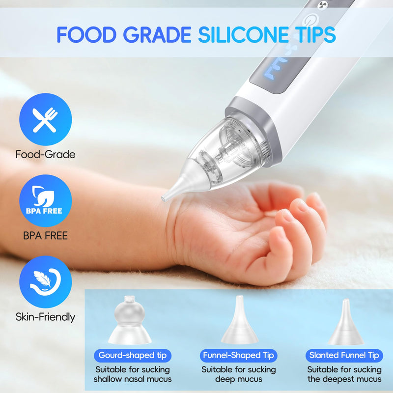 [Australia] - Nasal Aspirator for Baby, Electric Nose Sucker for Baby & Toddler, Congestion Relief with 3 Levels Suction,Soothing Light & Nursery Rhymes 