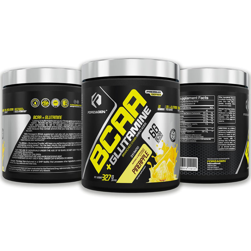 [Australia] - Forzagen BCAAS Amino Acids Powder with Glutamine BCAA Powder, Branched Chain Amino Acids Supplements Powder, BCAA Lean Energy Pre Workout - Post Workout Muscle Recovery Powder, 30 Servings Pineapple 