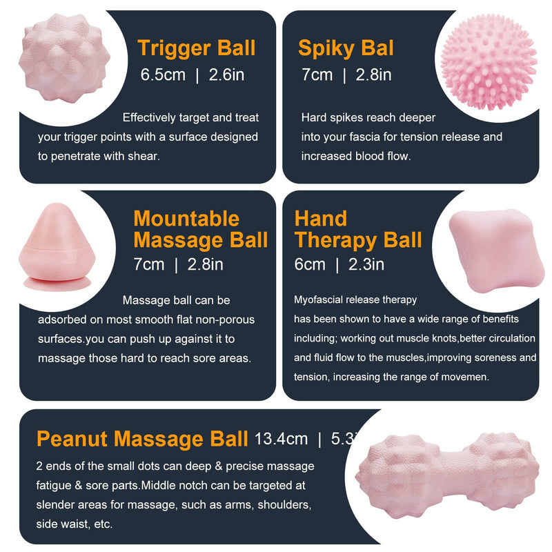 [Australia] - Massage Ball Set for Myofascial Trigger Point Release & Deep Tissue Massage, Firm/Soft Mountable Self/Peanut/Spiky/Hand Exercise Ball 