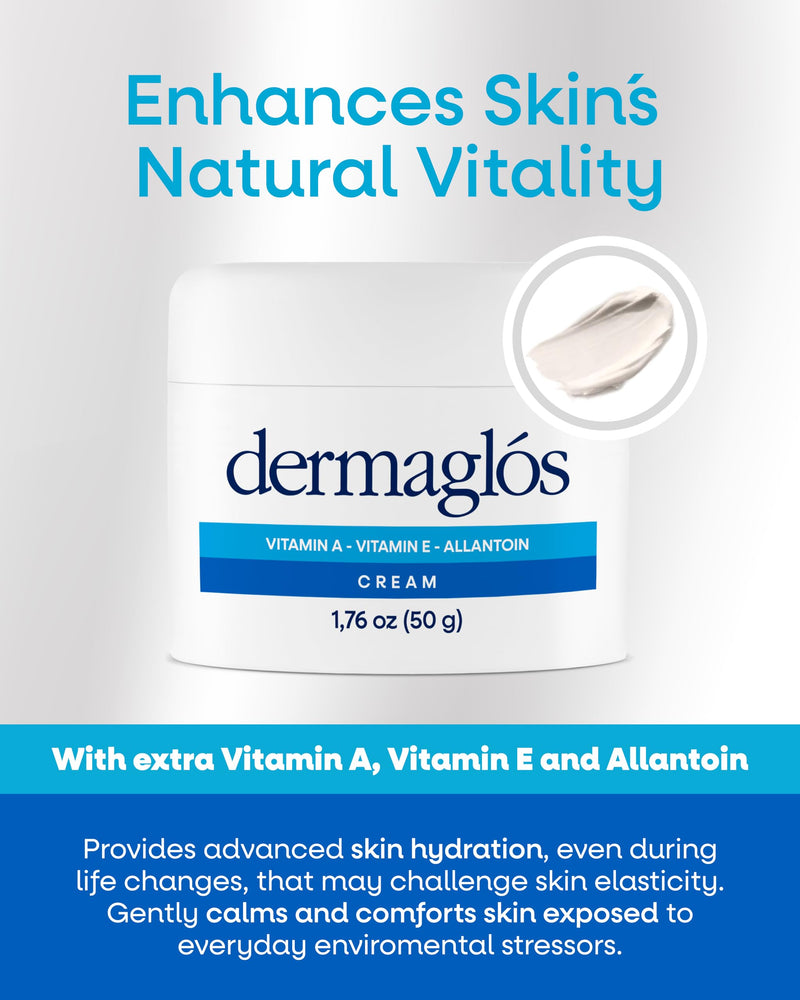 Dermaglós Moisturizing Cream, Stretch Mark Prevention, Scar cream, 1,76 oz | Vitamin A (Retinoids), Vitamin E & Allantoin, Rich Moisturizer for Wrinkles, Tattoo Aftercare, Hydration for Smooth Skin 1.76 Ounce (Pack of 1)