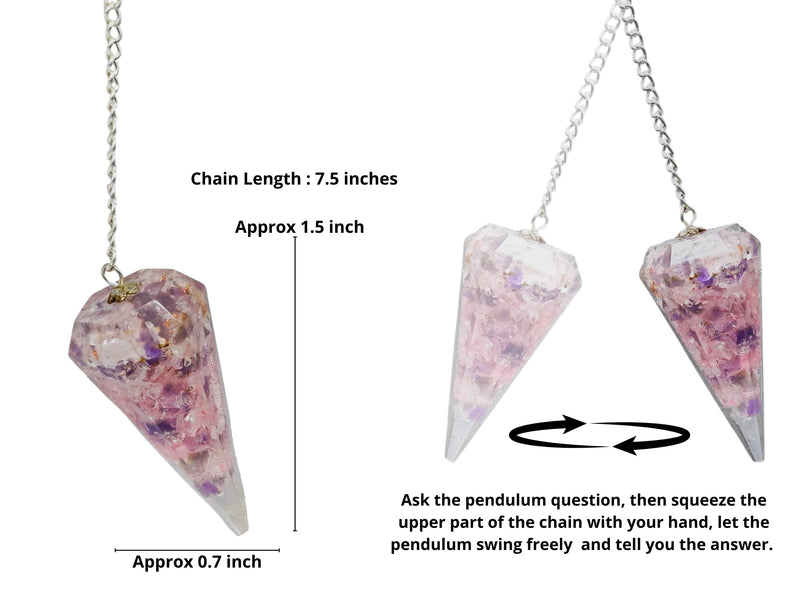 [Australia] - Clear Quartz/Rose Quartz/Amethyst (Mix) Orgone Crystal Pendulums for Divination and Dowsing Crystal Pendulum with True Pendulum Motion Spritual Crystal Clear Quartz/Rose Quartz/Amethyst (Mix) 