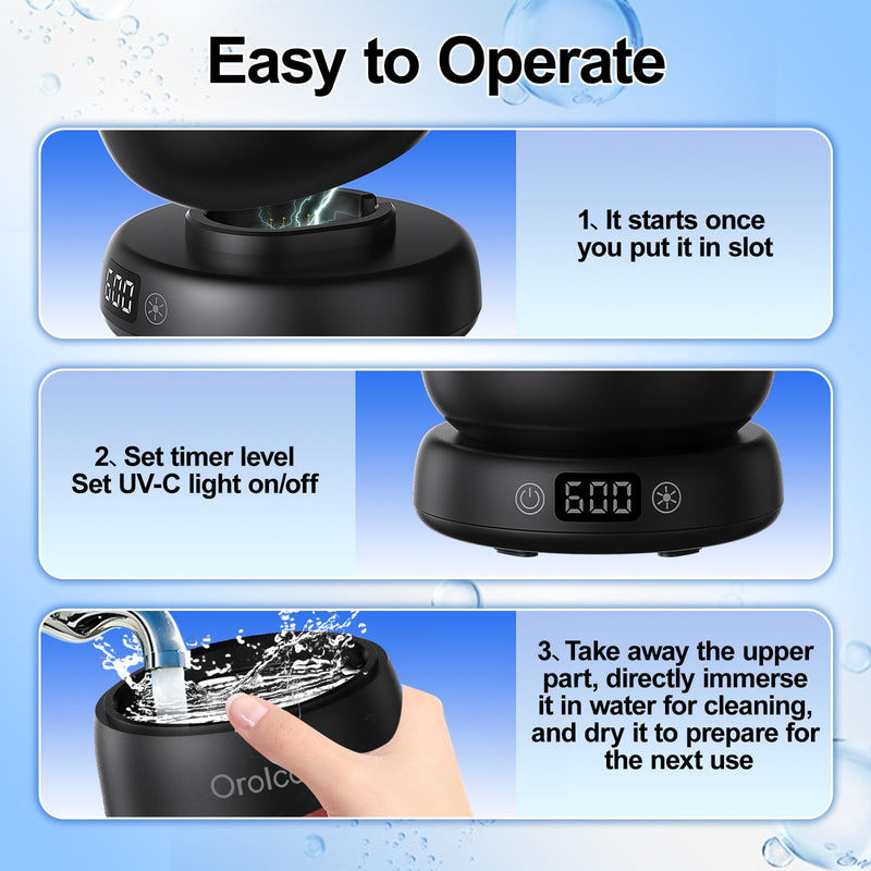 [Australia] - Ultrasonic Retainer Cleaner Machine Ultrasonic Jewelry Cleaner Waterproof for Invisalign Portable Dental Cleaner with Timer 3-Mode Clean Pod,Mouth Guard,Aligner,Denture,Silver,Rings,Platinum,Diamond Black 