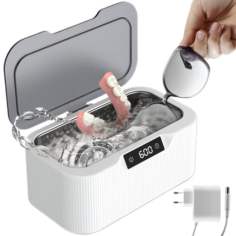 [Australia] - Ultrasonic cleaning device glasses cleaning device 500ml ultrasonic cleaner ultrasonic bath cleaner with 4 time functions and watch stand, ultrasonic device for glasses jewelry watches dentures coins ultrasonic cleaning device 500ml 