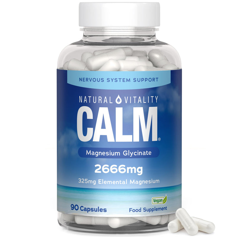 Magnesium Glycinate Supplement 2666mg | Providing 325mg Elemental Mag | High Strength Magnesium Bisglycinate for Women & Men | 90 Vegan Capsules | Natural Vitality Calm