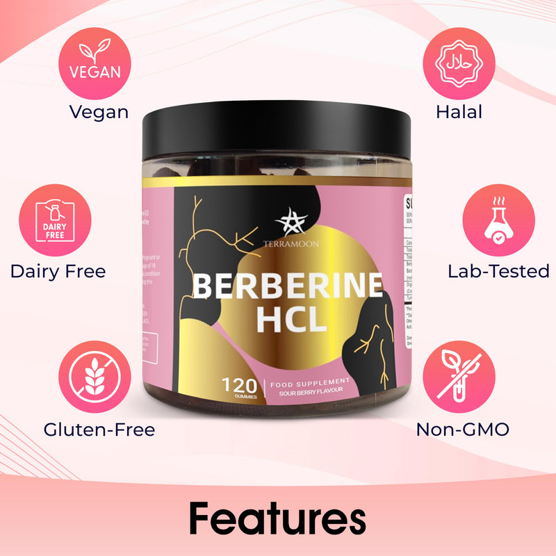 Berberine HCL 98% 120 Gummies, 4 Month Supply, Mixed Berries Flavour, with Ceylon Cinnamon and Turmeric Extract 120 count (Pack of 1)